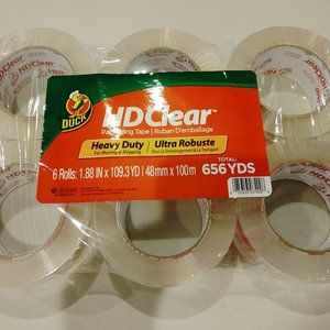 Duck HD Clear Heavy Duty Packing Tape, Extra Long 1.88"x 109 yards per Roll,3"